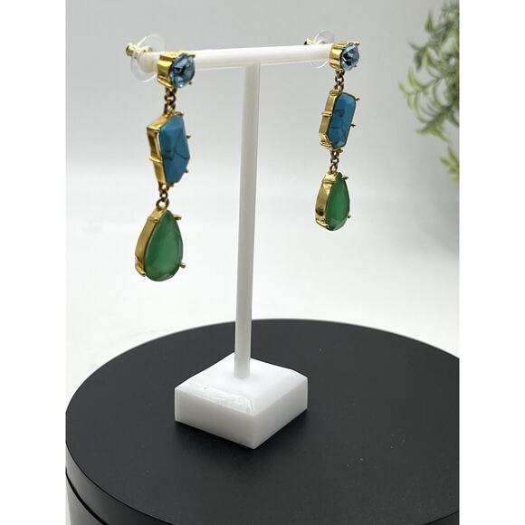 Kate Spade Turquoise Blues Green Linear Fiesta Crystal Dangle Drop Earring - Picture 9 of 16